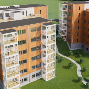 Småhustillverkare bygger sjuvåningshus i trä