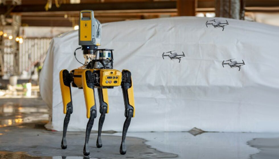 Robotarna närmar sig byggarbetsplatsen