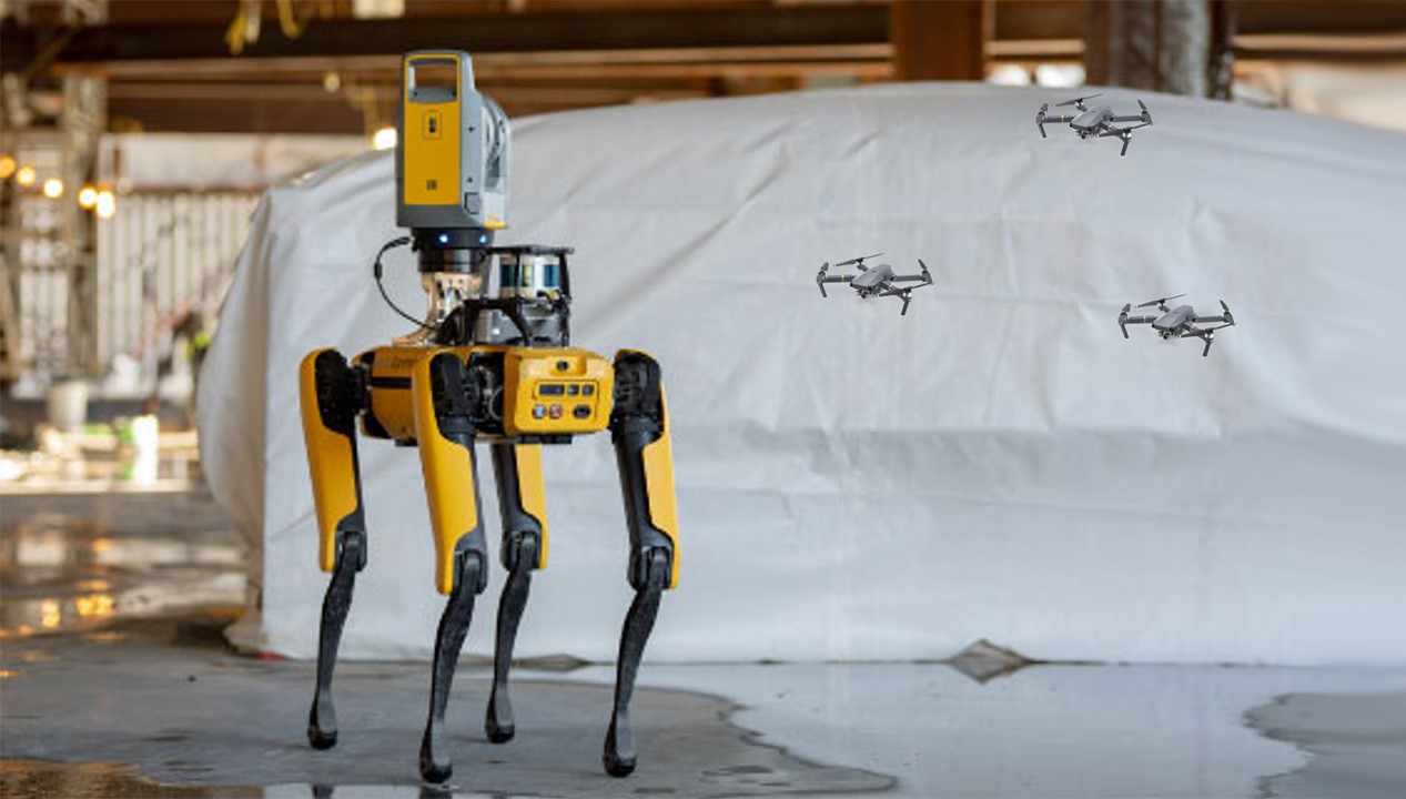 Robotarna närmar sig byggarbetsplatsen