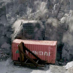 Första sprängningen för arbetstunnel på 100 meters djup