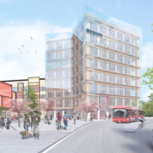 Fasaderna sticker ut i ombyggt köpcentrum