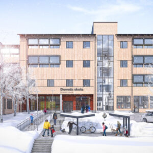 Levererar trästomme till skolbygge