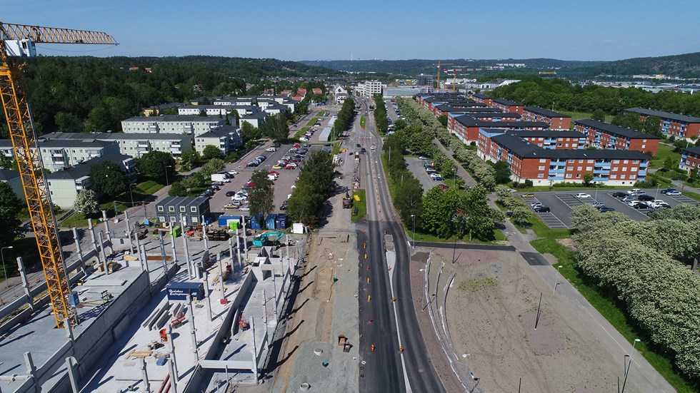 Litteraturgatan mot Selma Lagerlöfs torg. Bild: Göteborgs stad