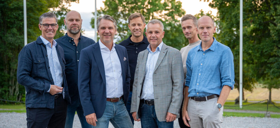 På bilden ser ni från vänster: Sture Nilsson, Peter Gustafsson, Göran Lundström, Erik Foberg, Roger Käller, Johan Karlsson, David Grimheden. Foto: Byggpartnergruppen