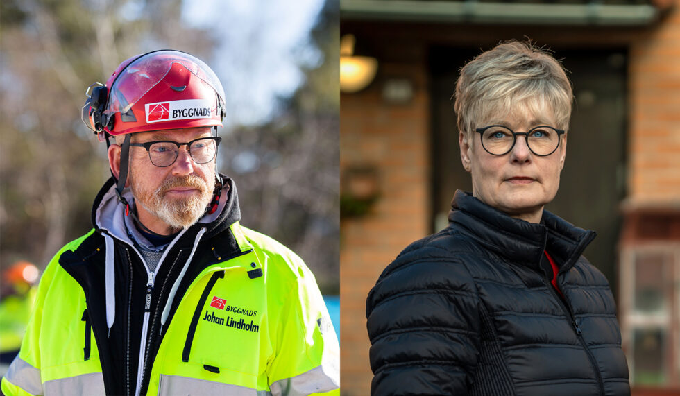 Byggnads ordförande Johan Lindholm och Hyresgästföreningens förbundsordförande Marie Linder.