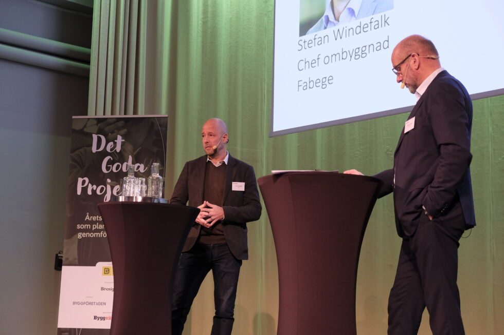 Stefan Windefalk, chef, ombyggnad på Fabege och moderator Tommy Lenberg.