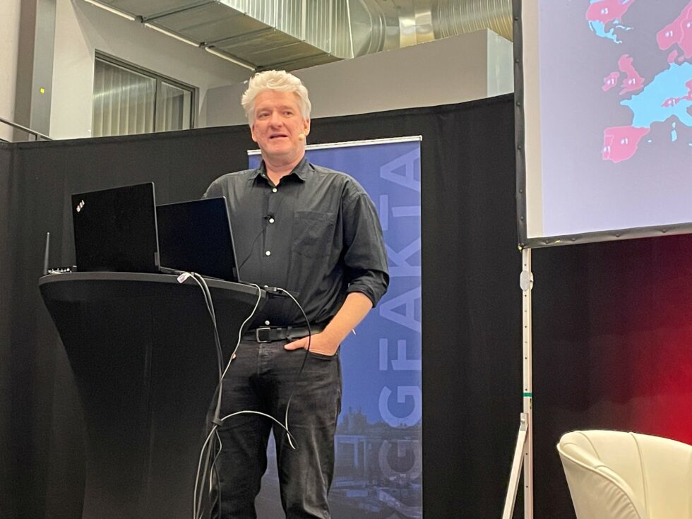 Tor Borg, analyschef på Byggfakta på Byggmässan i Göteborg. Foto: Henrik Ekberg