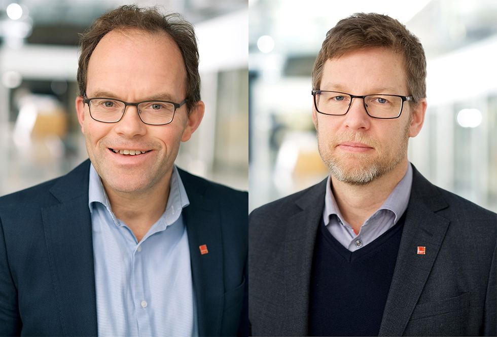 Jørgen Wiese Porsmyr, CFO och Jimmy Bengtsson, koncernchef på Veidekke. Foto: Veidekke