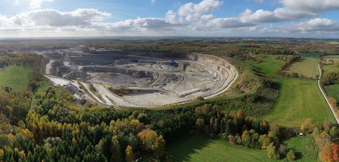 NCC:s bergtäkt för ballastproduktion i Södra Sandby, utanför Lund.