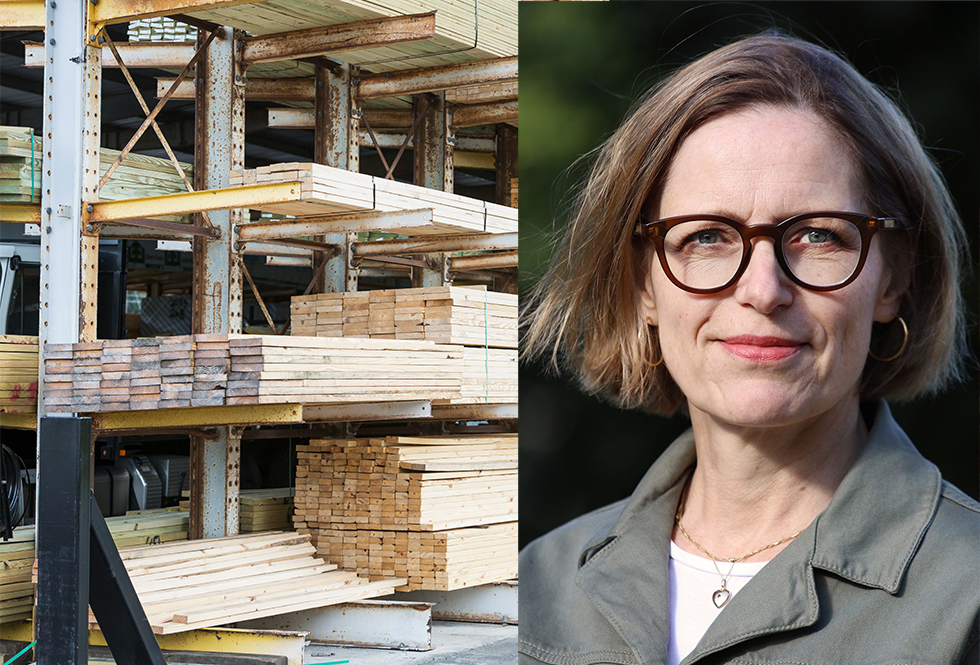 Monica Björn, vd för Byggmaterialhandlarna. Foto: Byggmaterialhandlarna och Gettyimages