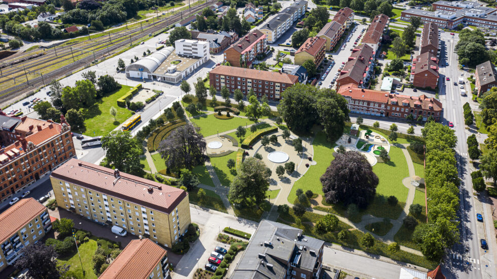 Visionsbild över Stadsparken i Eslöv.