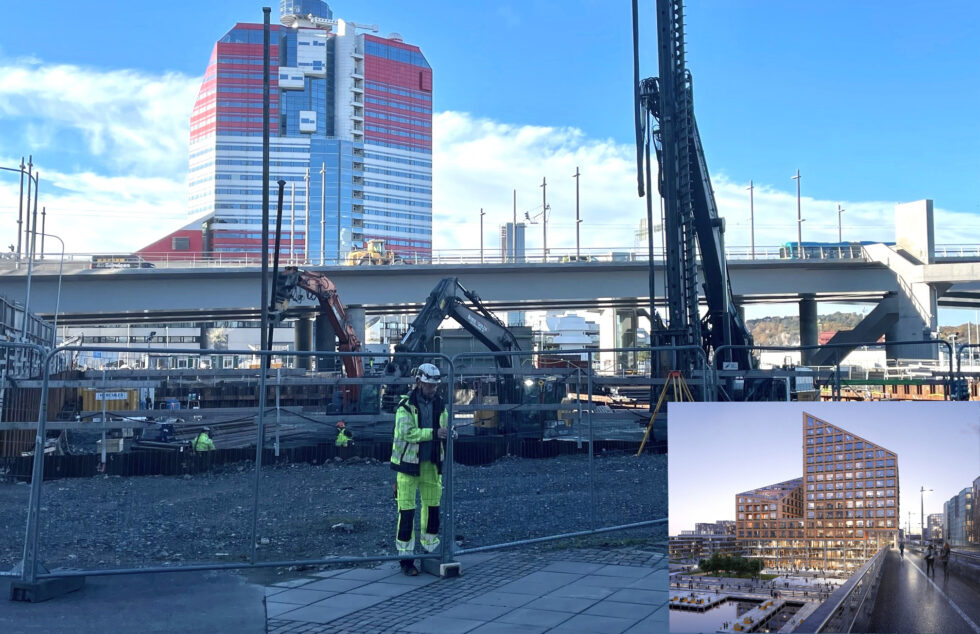 1,6 miljardersbygget Kaj 16 byggs vid älven i Göteborg. Foto: Henrik Ekberg Infälld bild: Dorte Mandrup