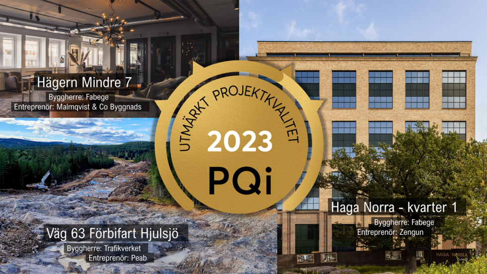 Tre projekt tilldelas i år PQi-utmärkelsen. Bild: Binosight