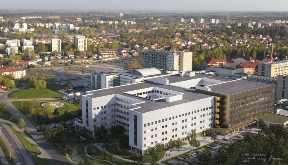Visionsbild på det nya sjukhuset. Bild: TMRW