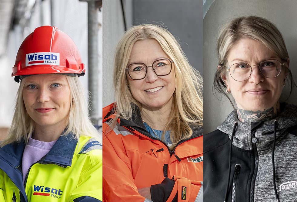 Alice Olsson, Susanne Hallberg och Terese Lindström gör upp om att bli Årets byggkvinna 2024.