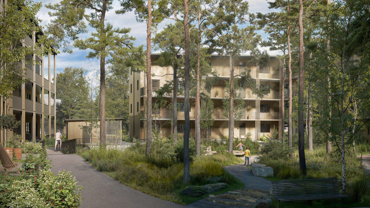 illustration som visar det planerade flervåningshuset