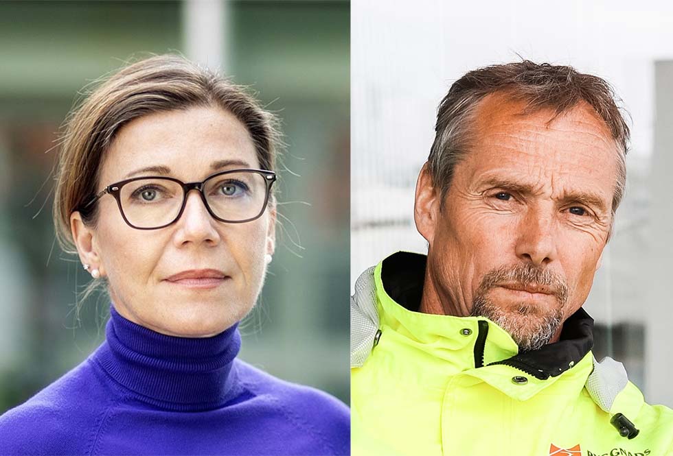 Tanja Rasmusson, näringspolitisk chef på Byggföretagen och Lars Hildingsson, tf förbundsordförande Byggnads. Foto: Byggföretagen, Byggnads