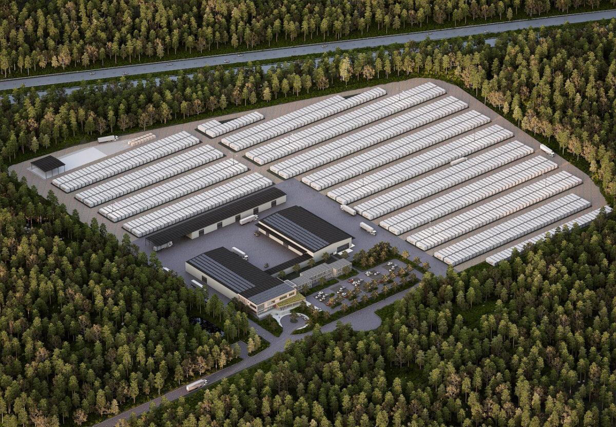Expandias huvudanläggning på en yta motsvarande 22 fotbollsplaner. Visualisering: Byggingenjörsbyrån