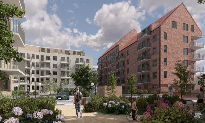 NCC bygger bostäder åt Tetra Laval Real Estate i stadsdelen Västerbro i centrala Lund. Bild: NCC