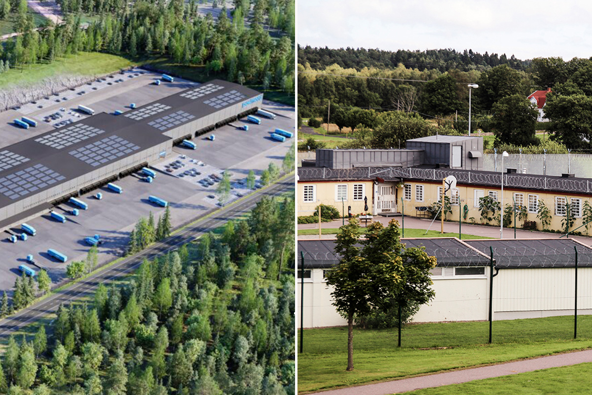 Postnords nya terminal i Vaggaryd och skogomeanstalten.