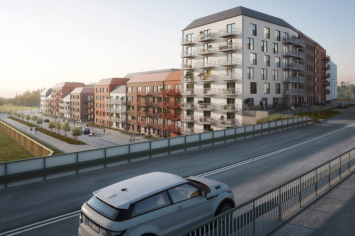Veidekke färdigställer kvarteret Ångloket med hyresrätter i Knivsta. Bild: Nrep