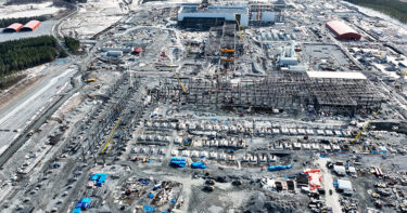 Vy från ovan över Stegras bygge i Boden där företaget ska producera vätgas, järnsvamp och stål.