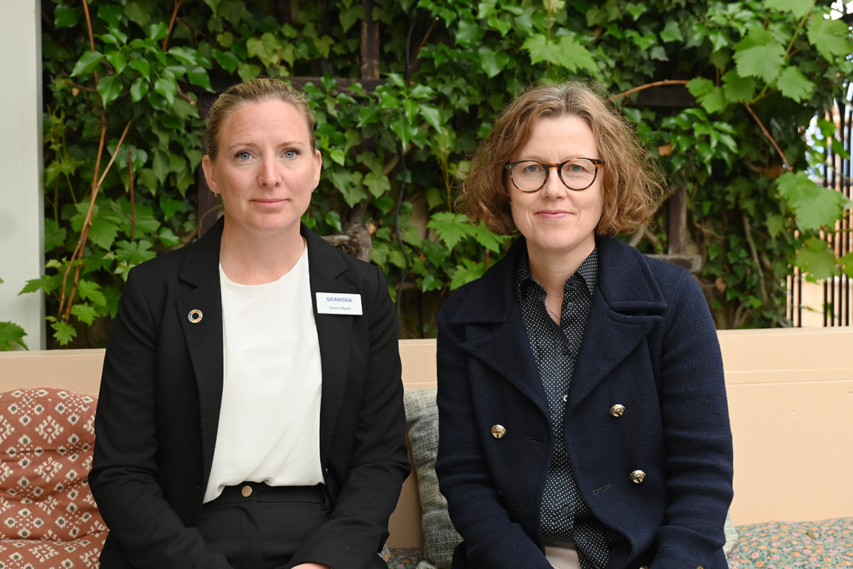 Sara Löfgren, Skanska Industrial Solutions region betong och ordförande för Svensk Betong och Malin Löfsjögård, vd, Svensk Betong, pratade om – Betongbranschens försörjningsberedskap