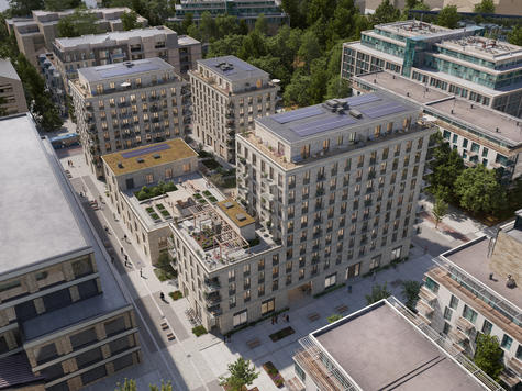 Bostadsprojektet Fransyskan i Slakthusområdet i Stockholm består av fyra huskroppar i varierande höjder.