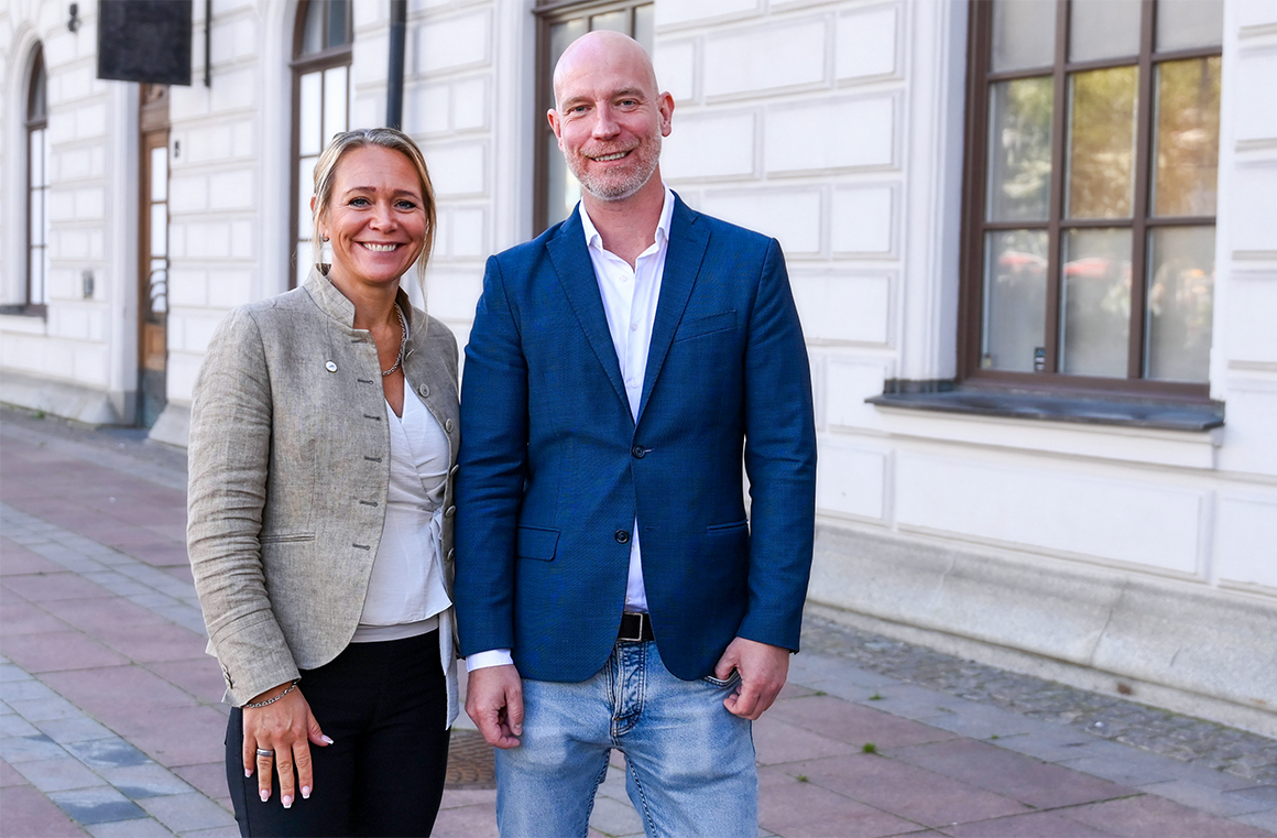 Jeanet Corvinius, Byggchefernas ordförande och Dieter Wallmark-Kalisch, vd för Svenska Media.