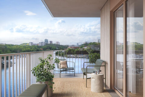 Bygger nytt bostadshus på pålar i vattnet